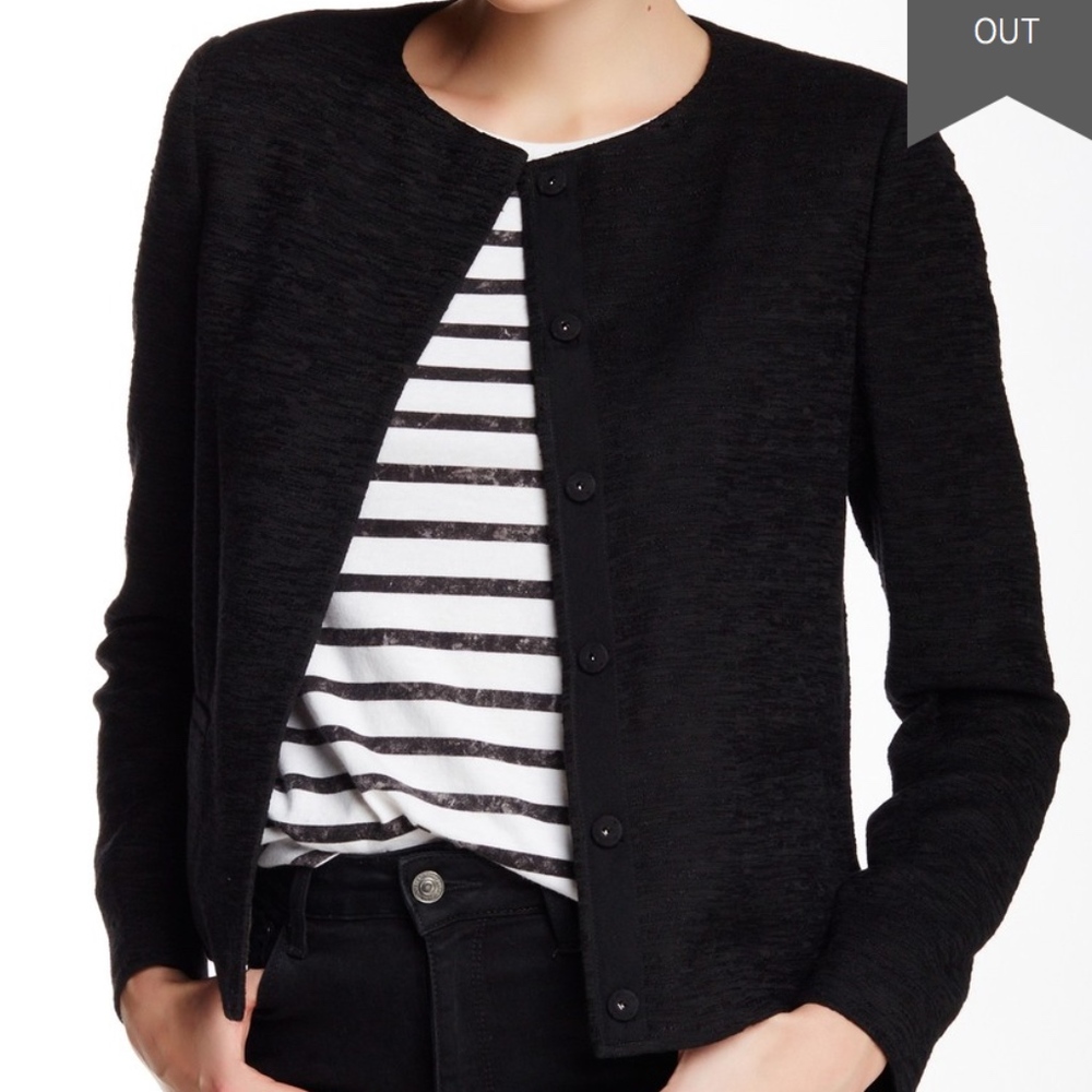 Vince Black Textured Crew Neck Jacket/Blazer
